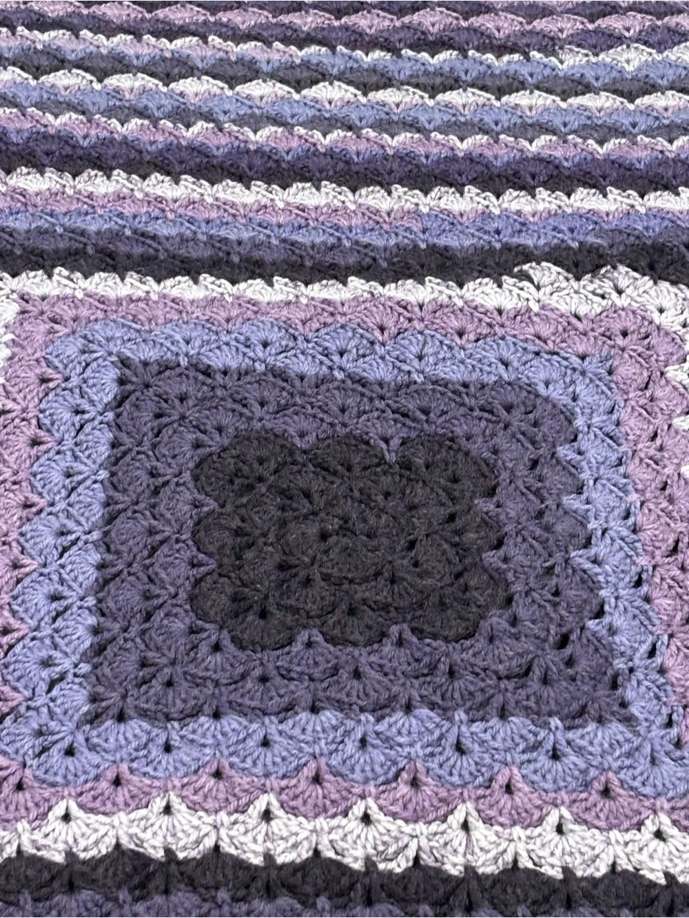 Grandma Core Handmade Crochet Throw Blanket Multi Shade of Purple